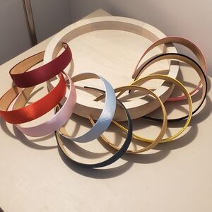 Set Of 9 Various Colored Satin Headbands